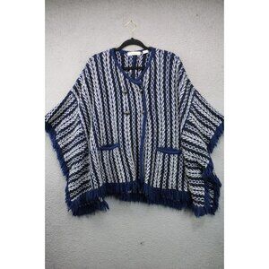 Elegant Navy and White Women's Poncho